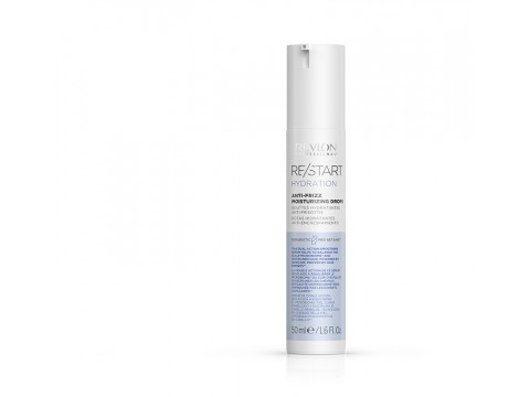REVLON RE/START™ ANTI-FRIZZ MOISTURIZING DROPS – glotninantis serumas garbanotiems plaukams, padeda subalansuoti galvos odos mikrobiomą ir pagražina plaukus (50 ml)